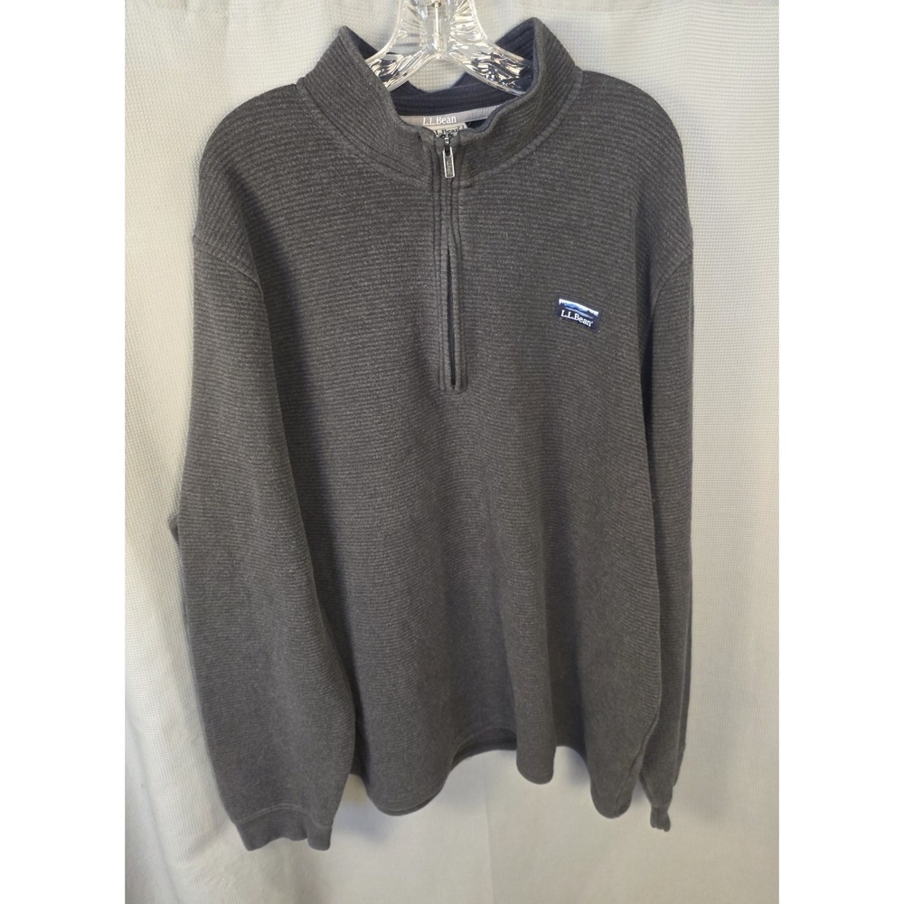 LL Bean Mens XXL Tall GrayLakewashed Double Knit Quarter Zip Pullover (521045)